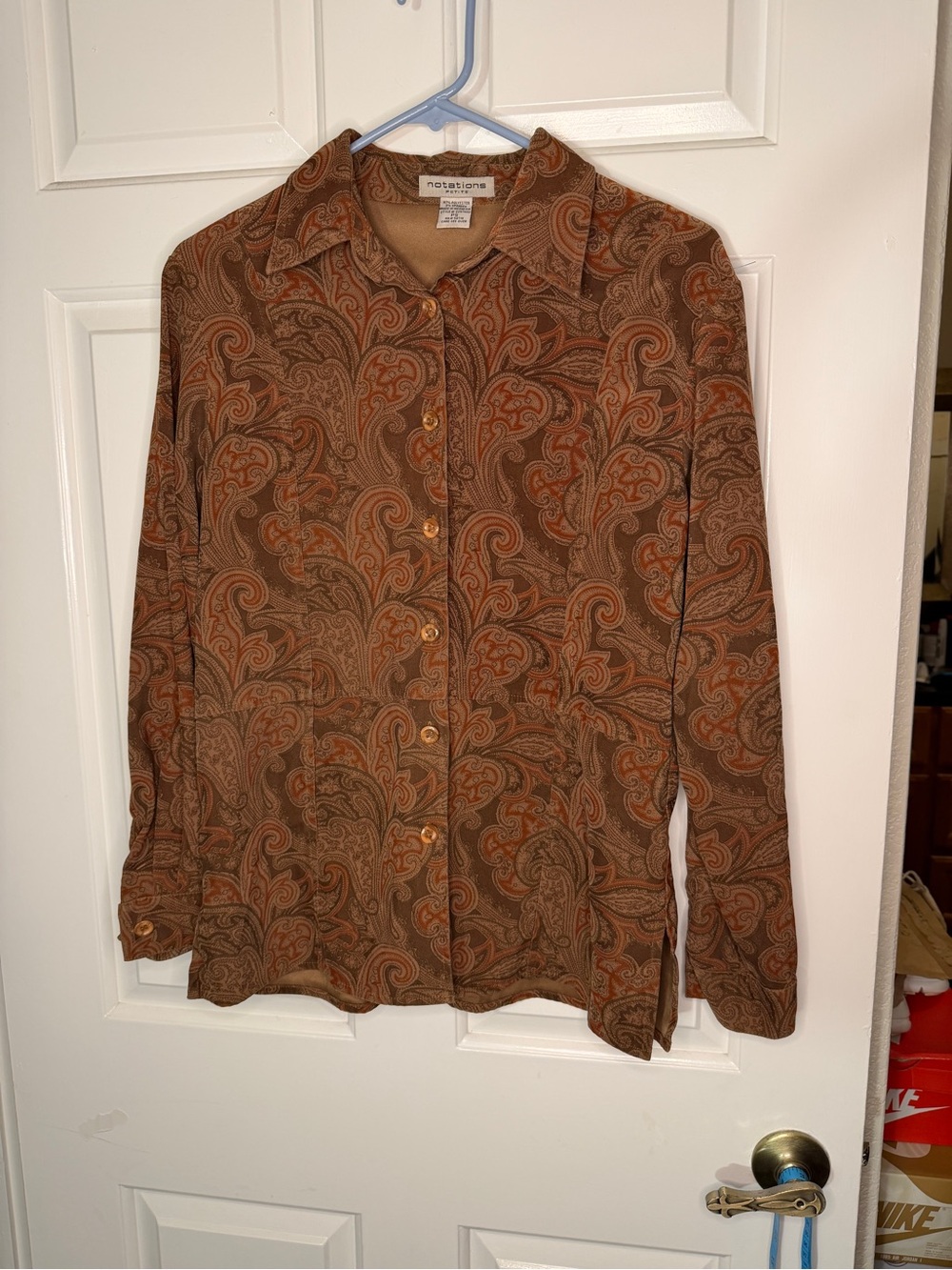 Notations Brown and Rust Paisley Button-Down Shirt